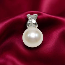 Load image into Gallery viewer, White Pearl Pendant – 14k White Gold with Diamond Bail