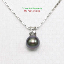 Load image into Gallery viewer, Black Pearl Pendant – 14k White Gold with Diamond Bail