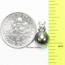 Load image into Gallery viewer, Black Pearl Pendant – 14k White Gold with Diamond Bail