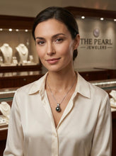 Load image into Gallery viewer, Black Pearl Pendant – 14k White Gold with Diamond Bail