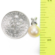 Load image into Gallery viewer, Peach Pearl Pendant – 14k White Gold with Diamond Bail