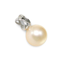 Load image into Gallery viewer, Peach Pearl Pendant – 14k White Gold with Diamond Bail