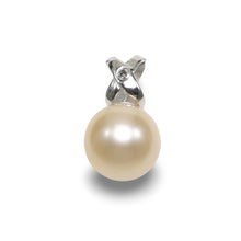 Load image into Gallery viewer, Peach Pearl Pendant – 14k White Gold with Diamond Bail
