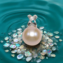 Load image into Gallery viewer, Lavender Pearl Pendant – 14k White Gold with Diamond Bail