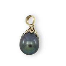 Load image into Gallery viewer, Black Pearl Pendant – 14k Yellow Gold with Claw Setting