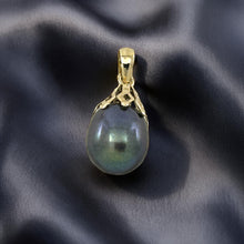 Load image into Gallery viewer, Black Pearl Pendant – 14k Yellow Gold with Claw Setting