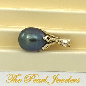 2002024 BLACK GENUINE F/W CULTURED 14K YELLOW GOLD CLAW PEARL PENDANT