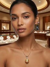 Load image into Gallery viewer, Pink Pearl Pendant – 14k Yellow Gold with Diamond Bail