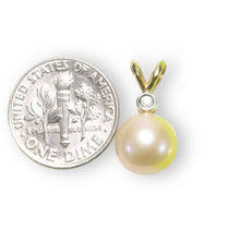 Load image into Gallery viewer, Pink Pearl Pendant – 14k Yellow Gold with Diamond Bail