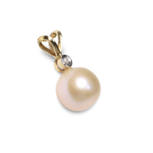 Load image into Gallery viewer, Pink Pearl Pendant – 14k Yellow Gold with Diamond Bail