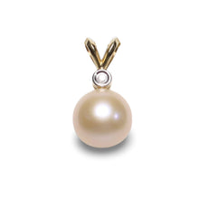 Load image into Gallery viewer, Pink Pearl Pendant – 14k Yellow Gold with Diamond Bail