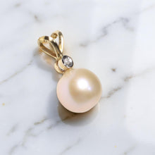 Load image into Gallery viewer, Pink Pearl Pendant – 14k Yellow Gold with Diamond Bail