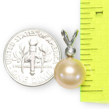 Load image into Gallery viewer, Peach Pearl Pendant – 14k White Gold with Diamond Bail