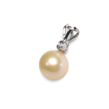 Load image into Gallery viewer, Peach Pearl Pendant – 14k White Gold with Diamond Bail