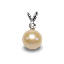 Load image into Gallery viewer, Peach Pearl Pendant – 14k White Gold with Diamond Bail