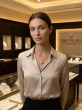 Load image into Gallery viewer, White Pearl Pendant – 14k Yellow Gold with Diamond Bail