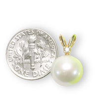 Load image into Gallery viewer, White Pearl Pendant – 14k Yellow Gold with Diamond Bail