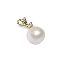Load image into Gallery viewer, White Pearl Pendant – 14k Yellow Gold with Diamond Bail