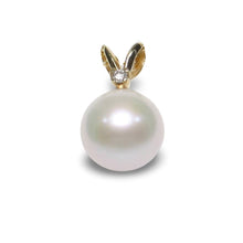 Load image into Gallery viewer, White Pearl Pendant – 14k Yellow Gold with Diamond Bail