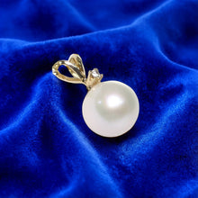 Load image into Gallery viewer, White Pearl Pendant – 14k Yellow Gold with Diamond Bail