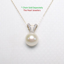 Load image into Gallery viewer, White Pearl Pendant – 14k Yellow Gold with 6 Diamonds