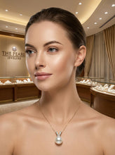 Load image into Gallery viewer, White Pearl Pendant – 14k Yellow Gold with 6 Diamonds