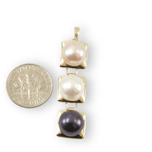Load image into Gallery viewer, Peach, White &amp; Black Pearl Pendant – 14k Yellow Gold