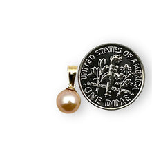 Load image into Gallery viewer, Pink Pearl Pendant – 14k Yellow Gold Mini Drop