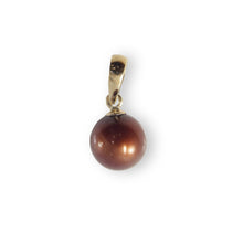 Load image into Gallery viewer, Chocolate Pearl Pendant – 14k Yellow Gold Mini Drop