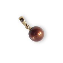 Load image into Gallery viewer, Chocolate Pearl Pendant – 14k Yellow Gold Mini Drop