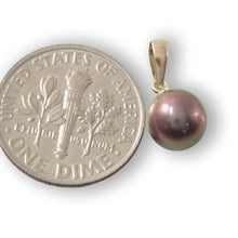 Load image into Gallery viewer, Eggplant Pearl Pendant – 14k Yellow Gold Mini Drop