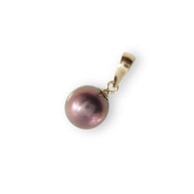 Load image into Gallery viewer, Eggplant Pearl Pendant – 14k Yellow Gold Mini Drop