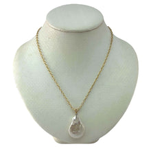 Load image into Gallery viewer, Baroque Coin Pearl Pendant – 14k Yellow Gold Rabbit-Ear Diamond Bail