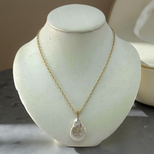 Load image into Gallery viewer, Baroque Coin Pearl Pendant – 14k Yellow Gold Rabbit-Ear Diamond Bail