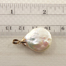 Load image into Gallery viewer, 2020020C FRESHWATER COIN PEARL 14K YELLOW SOLID GOLD BAIL PENDANT NECKLACE