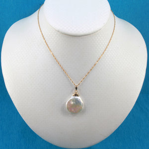 2020020C FRESHWATER COIN PEARL 14K YELLOW SOLID GOLD BAIL PENDANT NECKLACE