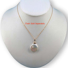 Load image into Gallery viewer, White Coin Pearl Pendant – 14k Yellow Gold with Singapore Chain Options
