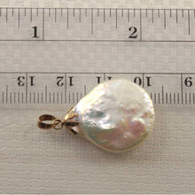 Load image into Gallery viewer, White Coin Pearl Pendant – 14k Yellow Gold with Singapore Chain Options