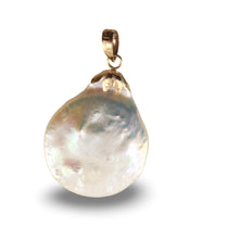 Load image into Gallery viewer, White Coin Pearl Pendant – 14k Yellow Gold with Singapore Chain Options