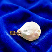Load image into Gallery viewer, White Coin Pearl Pendant – 14k Yellow Gold with Singapore Chain Options