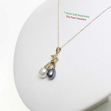 Load image into Gallery viewer, Dolphin Pearl Pendant – 14k Yellow Gold with White &amp; Black Pearls