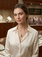 Load image into Gallery viewer, Dolphin Pearl Pendant – 14k Yellow Gold with White &amp; Black Pearls