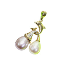 Load image into Gallery viewer, Dolphin Pearl Pendant – 14k Yellow Gold with White &amp; Pink Pearls