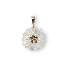 Load image into Gallery viewer, 14K Yellow Gold Carved Plumeria Mother of Pearl Pendant