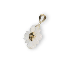 Load image into Gallery viewer, 14K Yellow Gold Carved Plumeria Mother of Pearl Pendant