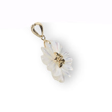 Load image into Gallery viewer, 14K Yellow Gold Carved Plumeria Mother of Pearl Pendant