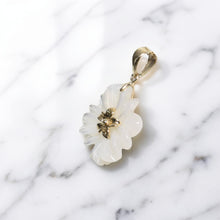 Load image into Gallery viewer, 14K Yellow Gold Carved Plumeria Mother of Pearl Pendant
