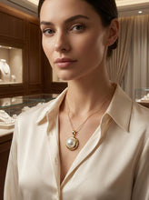 Load image into Gallery viewer, 14K Yellow Gold White Mabe Pearl Pendant – Encircles Design