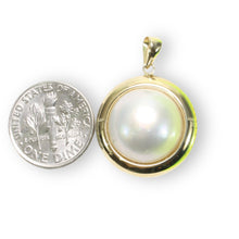 Load image into Gallery viewer, 14K Yellow Gold White Mabe Pearl Pendant – Encircles Design