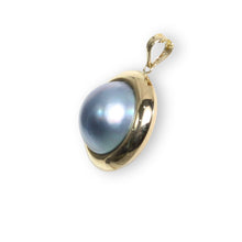 Load image into Gallery viewer, 14K Yellow Gold Encircles Design Blue Mabe Pearl Pendant